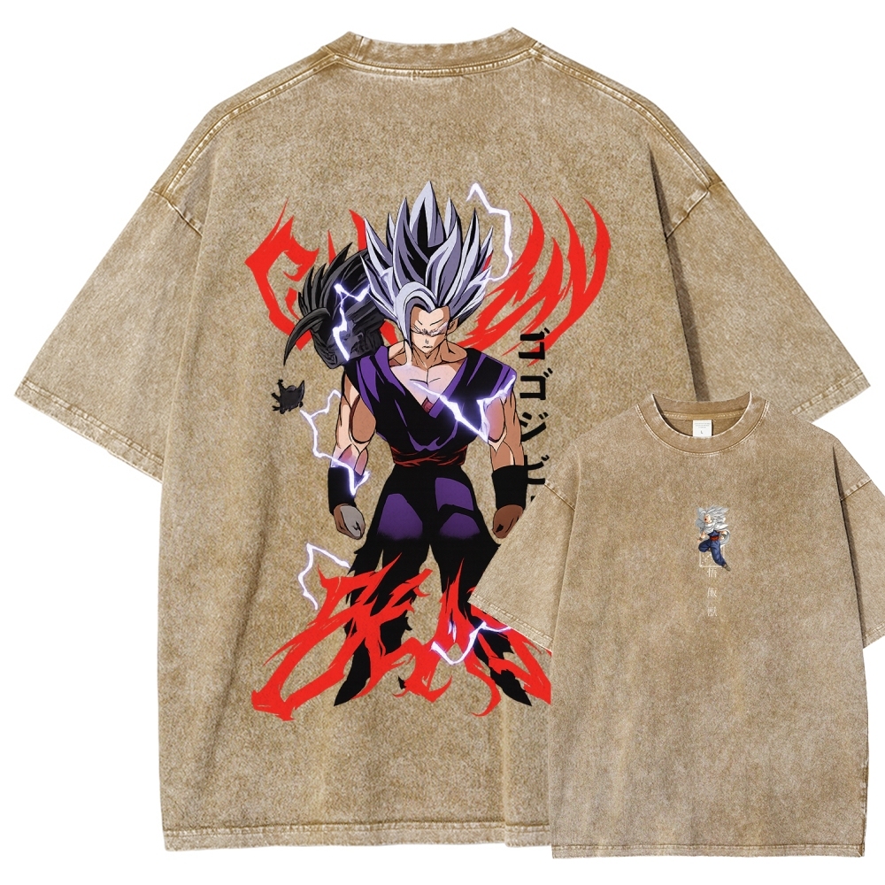 Dragon Ball "Gohan Beast" Vintage Unisex Oversize Anime Manga Acid Washed Cotton T-shirt
