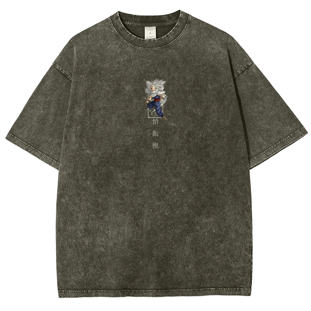 Dragon Ball "Gohan Beast" Vintage Unisex Oversize Anime Manga Acid Washed Cotton T-shirt
