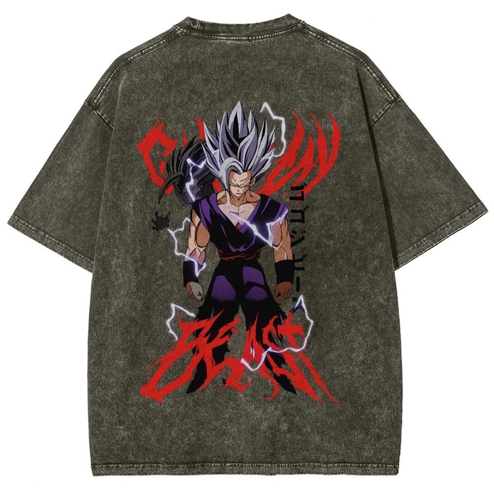 Dragon Ball "Gohan Beast" Vintage Unisex Oversize Anime Manga Acid Washed Cotton T-shirt