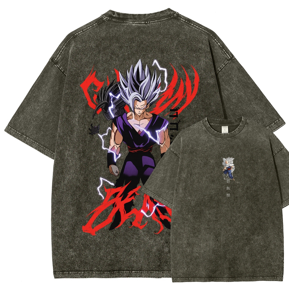 Dragon Ball "Gohan Beast" Vintage Unisex Oversize Anime Manga Acid Washed Cotton T-shirt