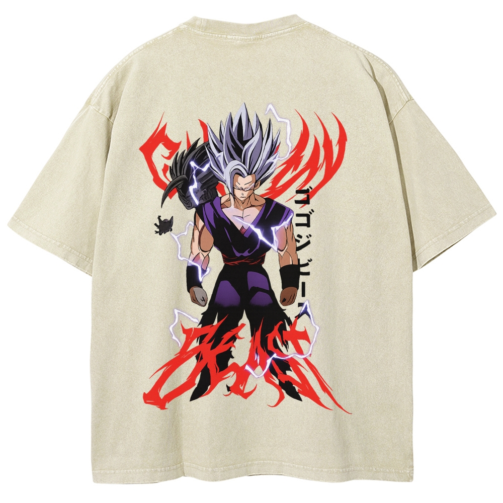 Dragon Ball "Gohan Beast" Vintage Unisex Oversize Anime Manga Acid Washed Cotton T-shirt