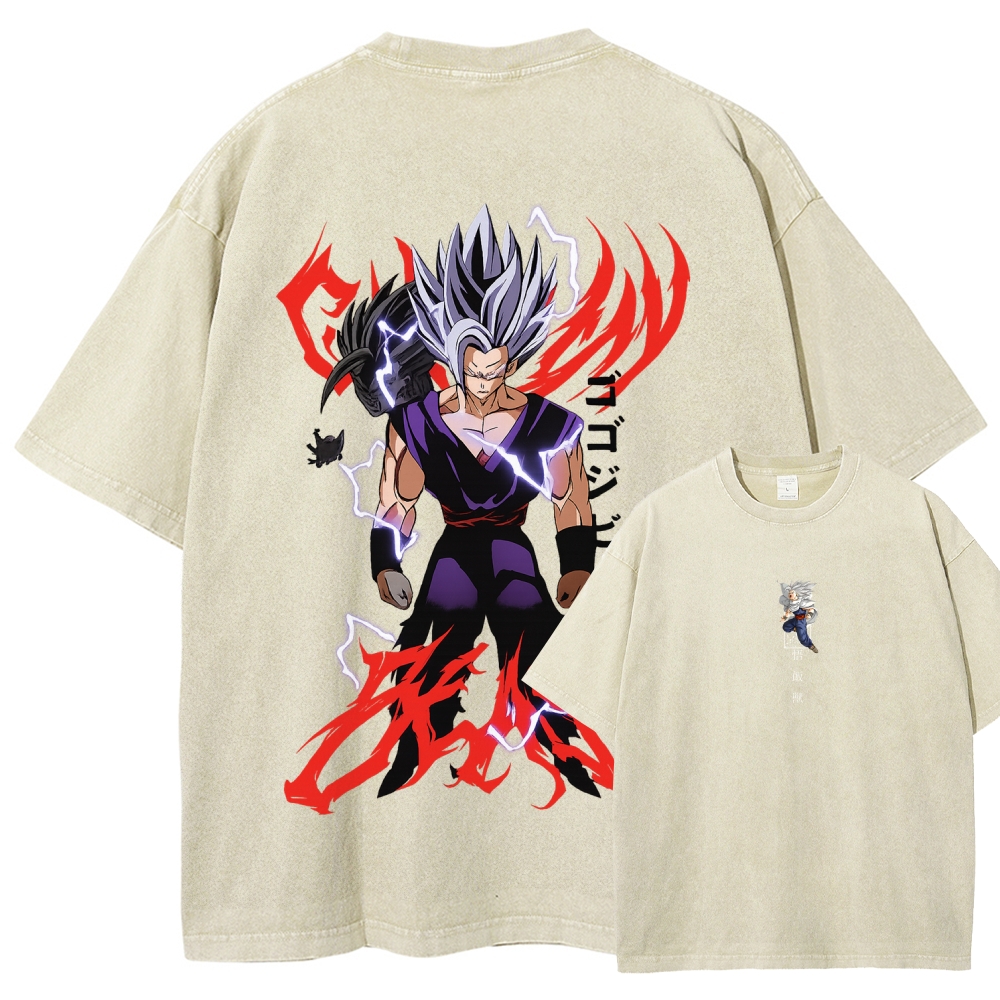 Dragon Ball "Gohan Beast" Vintage Unisex Oversize Anime Manga Acid Washed Cotton T-shirt