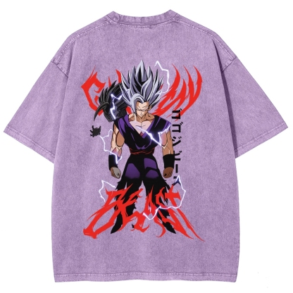 Dragon Ball "Gohan Beast" Vintage Unisex Oversize Anime Manga Acid Washed Cotton T-shirt
