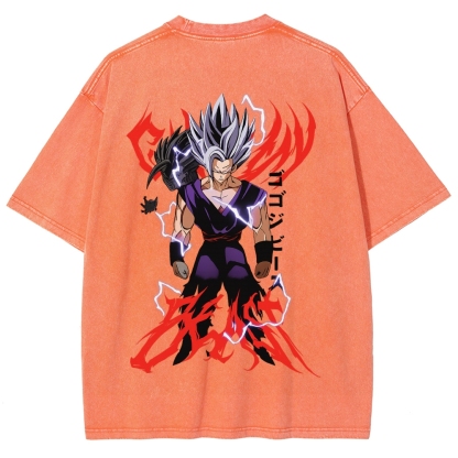 Dragon Ball "Gohan Beast" Vintage Unisex Oversize Anime Manga Acid Washed Cotton T-shirt