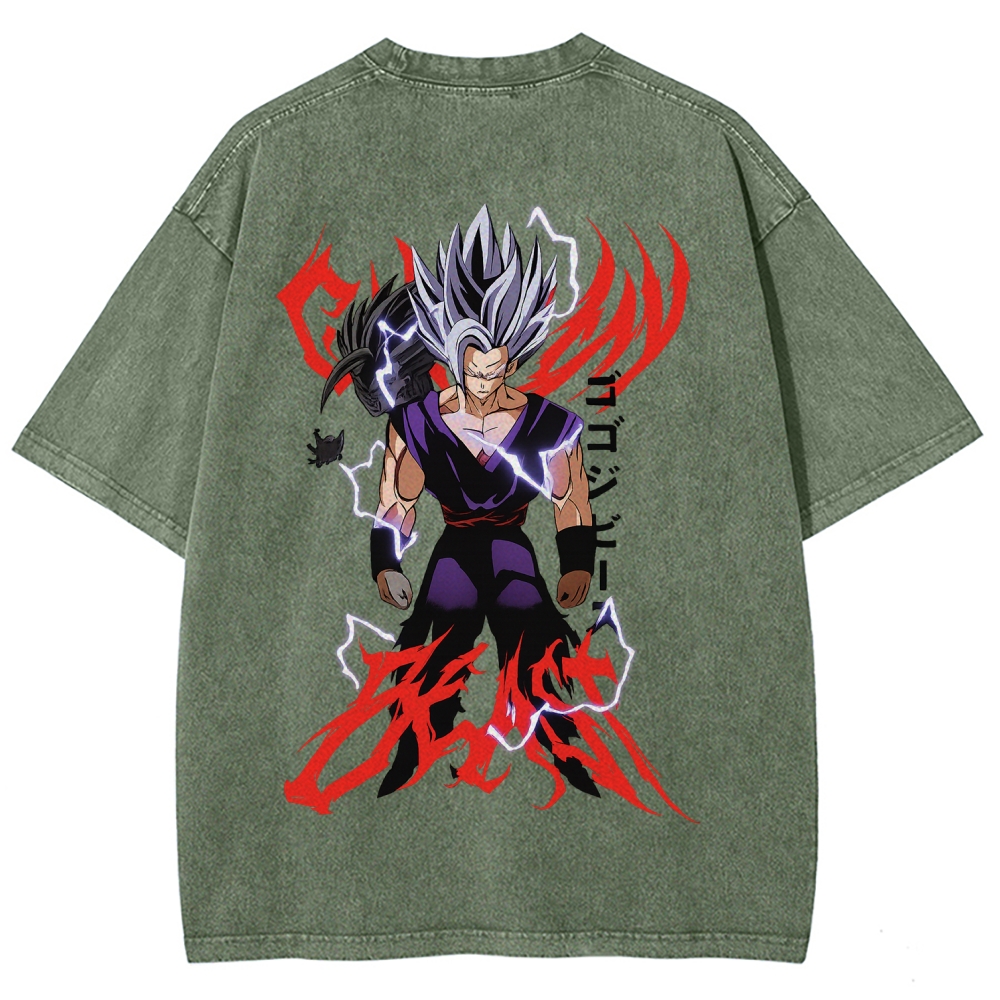 Dragon Ball "Gohan Beast" Vintage Unisex Oversize Anime Manga Acid Washed Cotton T-shirt