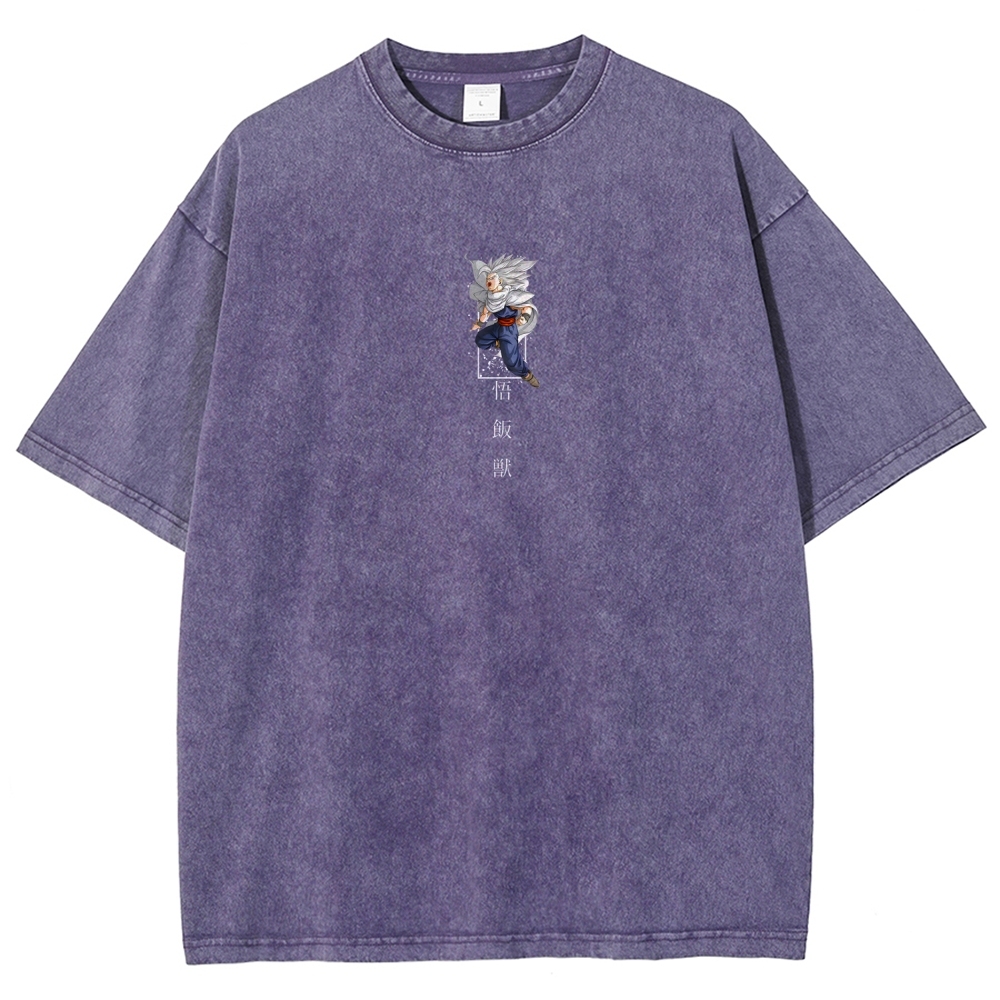 Dragon Ball "Gohan Beast" Vintage Unisex Oversize Anime Manga Acid Washed Cotton T-shirt