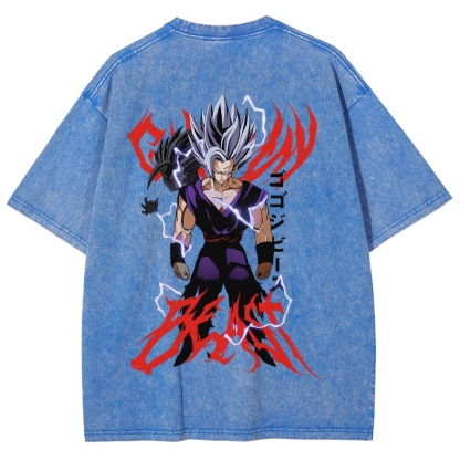 Dragon Ball "Gohan Beast" Vintage Unisex Oversize Anime Manga Acid Washed Cotton T-shirt