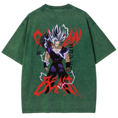 Dragon Ball "Gohan Beast" Vintage Unisex Oversize Anime Manga Acid Washed Cotton T-shirt