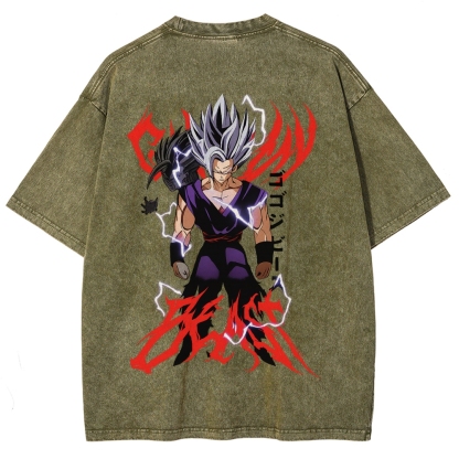 Dragon Ball "Gohan Beast" Vintage Unisex Oversize Anime Manga Acid Washed Cotton T-shirt