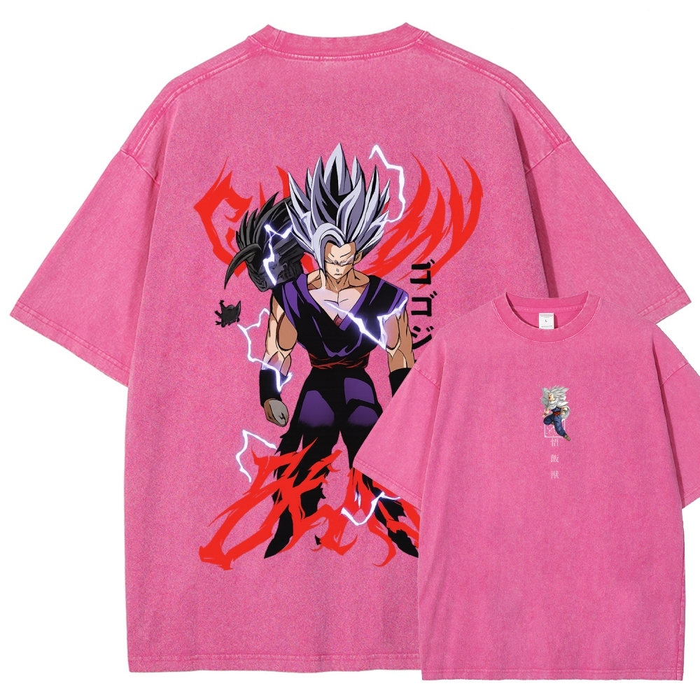 Dragon Ball "Gohan Beast" Vintage Unisex Oversize Anime Manga Acid Washed Cotton T-shirt