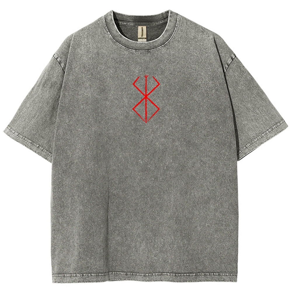 Berserk Anime Acid Washed Oversize T-Shirt Berserk Guts Anime Tee
