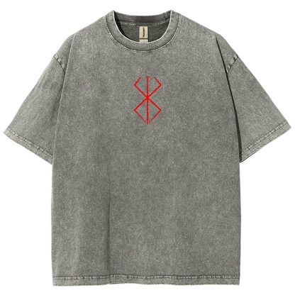 Berserk Anime Acid Washed Oversize T-Shirt Berserk Guts Anime Tee