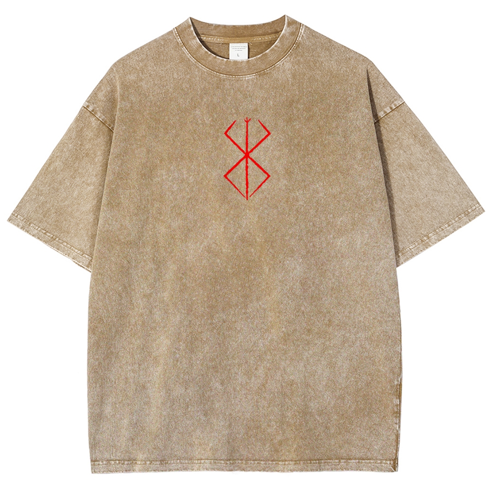 Berserk Anime Acid Washed Oversize T-Shirt Berserk Guts Anime Tee