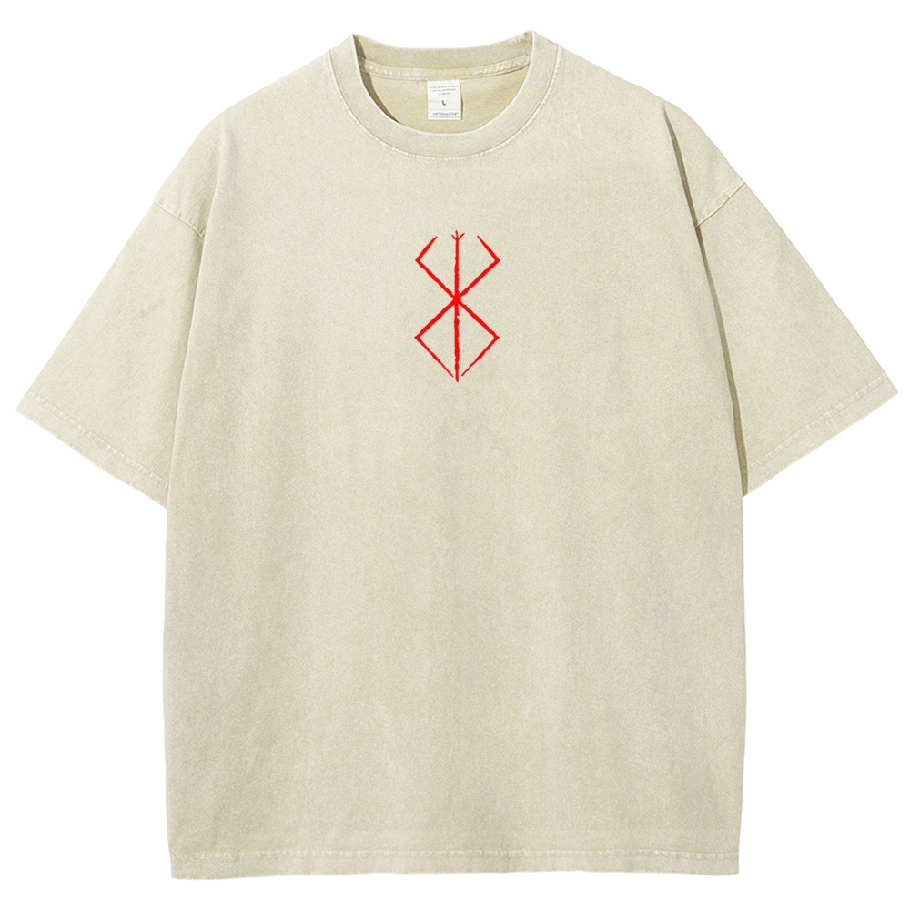 Berserk Anime Acid Washed Oversize T-Shirt Berserk Guts Anime Tee
