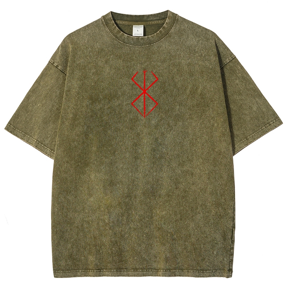 Berserk Anime Acid Washed Oversize T-Shirt Berserk Guts Anime Tee