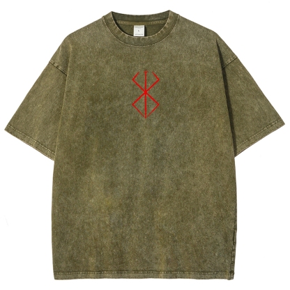 Berserk Anime Acid Washed Oversize T-Shirt Berserk Guts Anime Tee