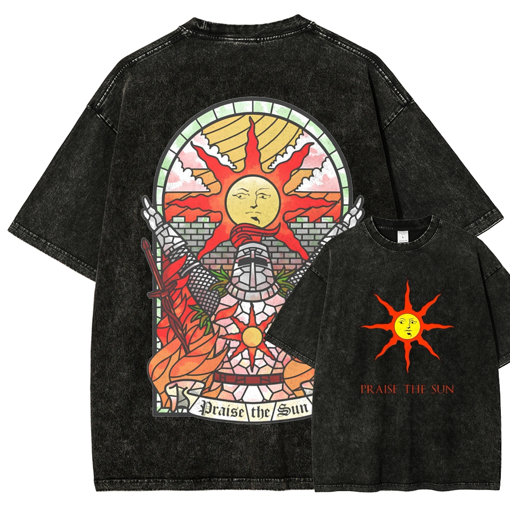 Berserk Anime Acid Wash Oversize T-Shirt Guts Anime Tee