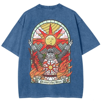 Berserk Anime Acid Wash Oversize T-Shirt Guts Anime Tee