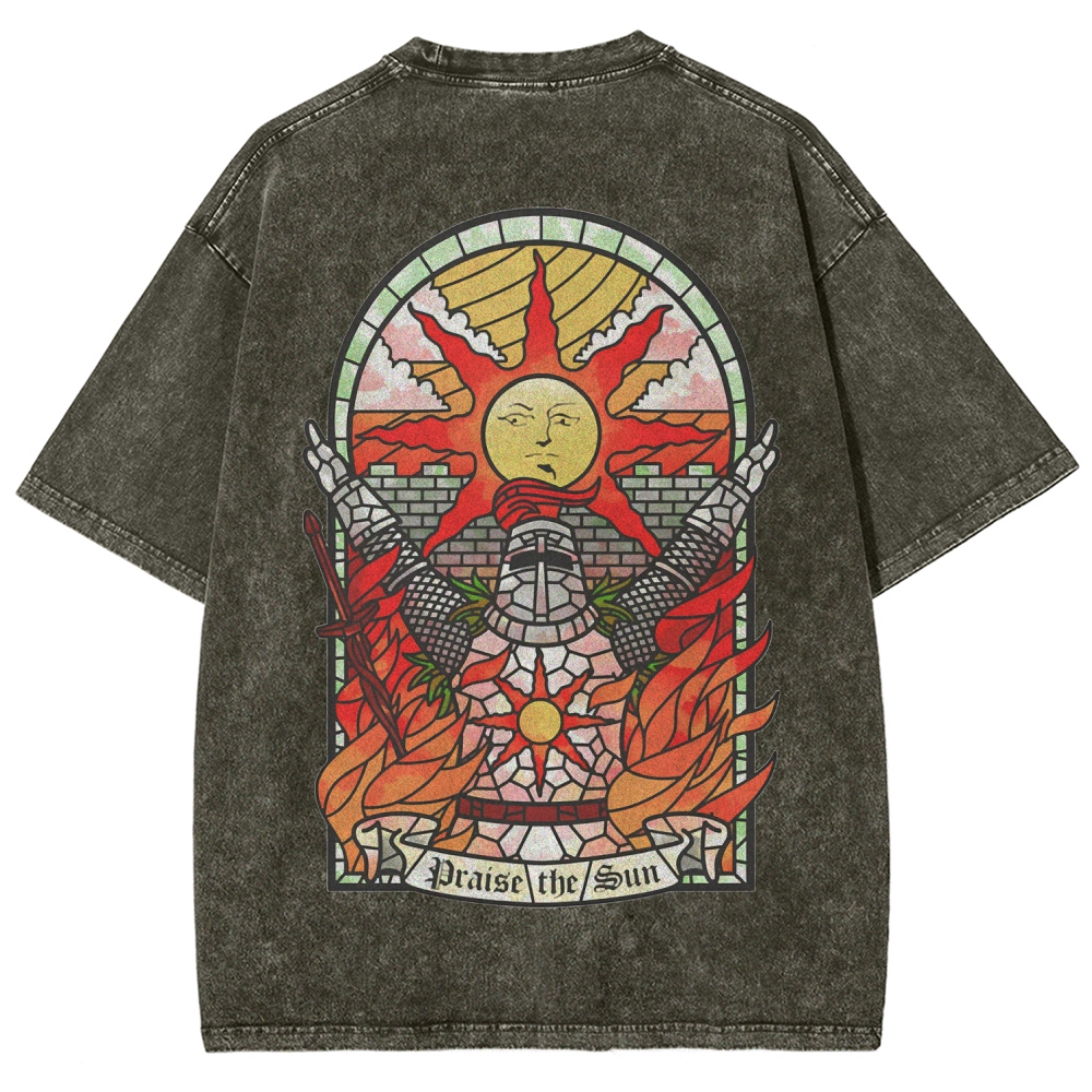 Berserk Anime Acid Wash Oversize T-Shirt Guts Anime Tee