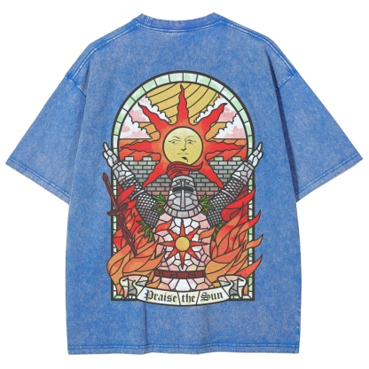 Berserk Anime Acid Wash Oversize T-Shirt Guts Anime Tee
