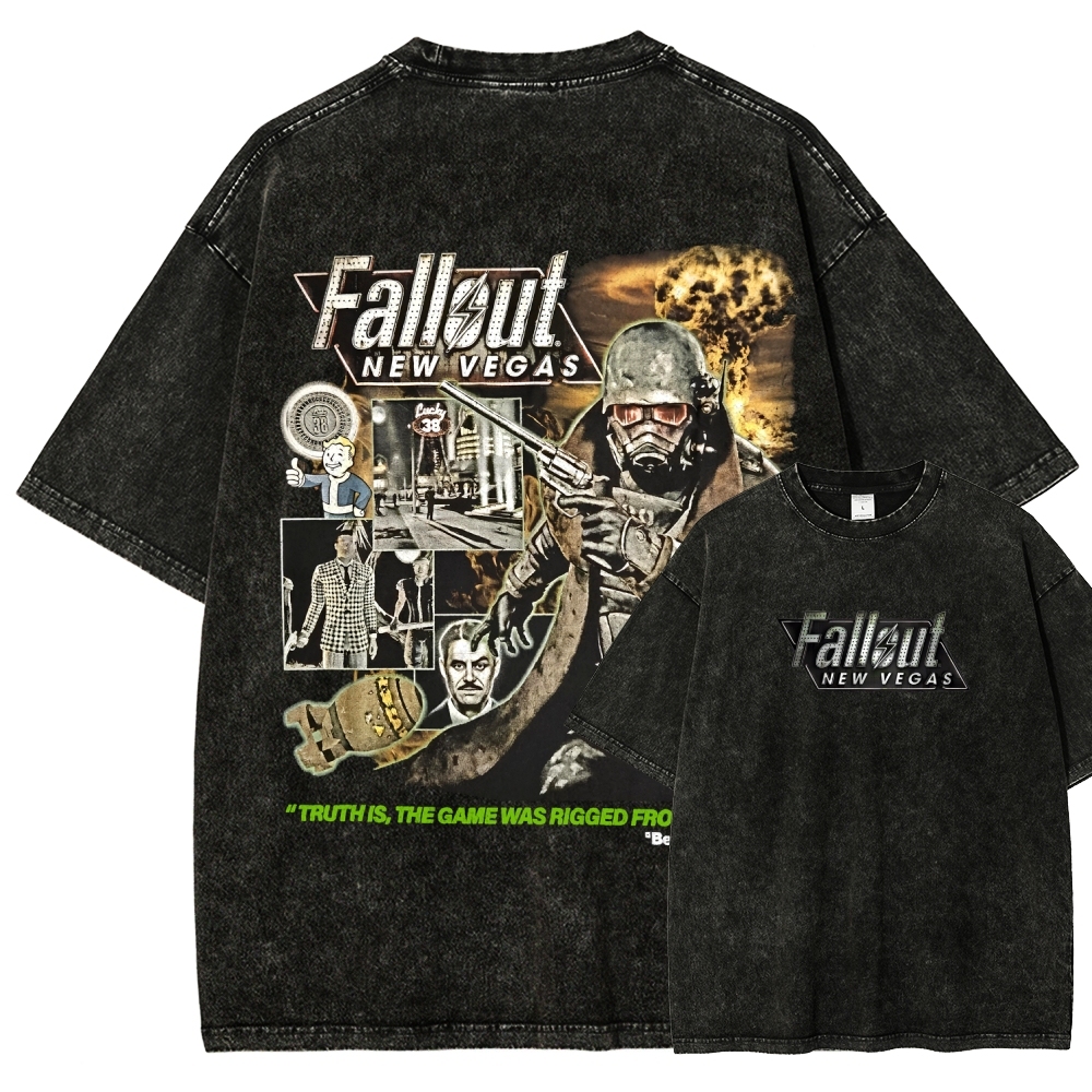 Fallout 3 New Vegas green Unisex Fit Washed T-Shirt 2509013274