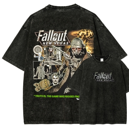 Fallout 3 New Vegas green Unisex Fit Washed T-Shirt 2509013274