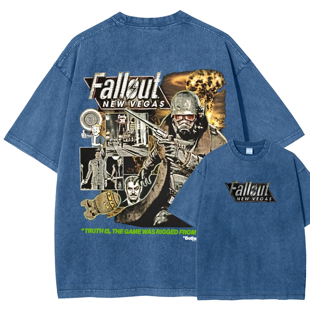Fallout 3 New Vegas green Unisex Fit Washed T-Shirt 2509013274