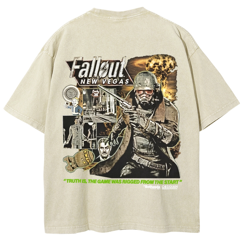 Fallout 3 New Vegas green Unisex Fit Washed T-Shirt 2509013274