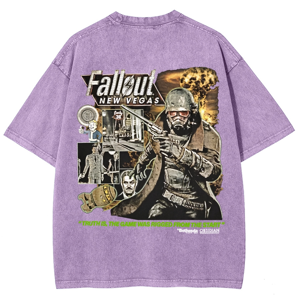 Fallout 3 New Vegas green Unisex Fit Washed T-Shirt 2509013274