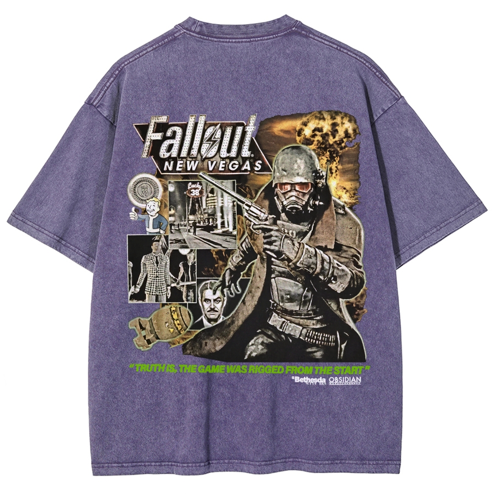 Fallout 3 New Vegas green Unisex Fit Washed T-Shirt 2509013274