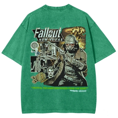 Fallout 3 New Vegas green Unisex Fit Washed T-Shirt 2509013274