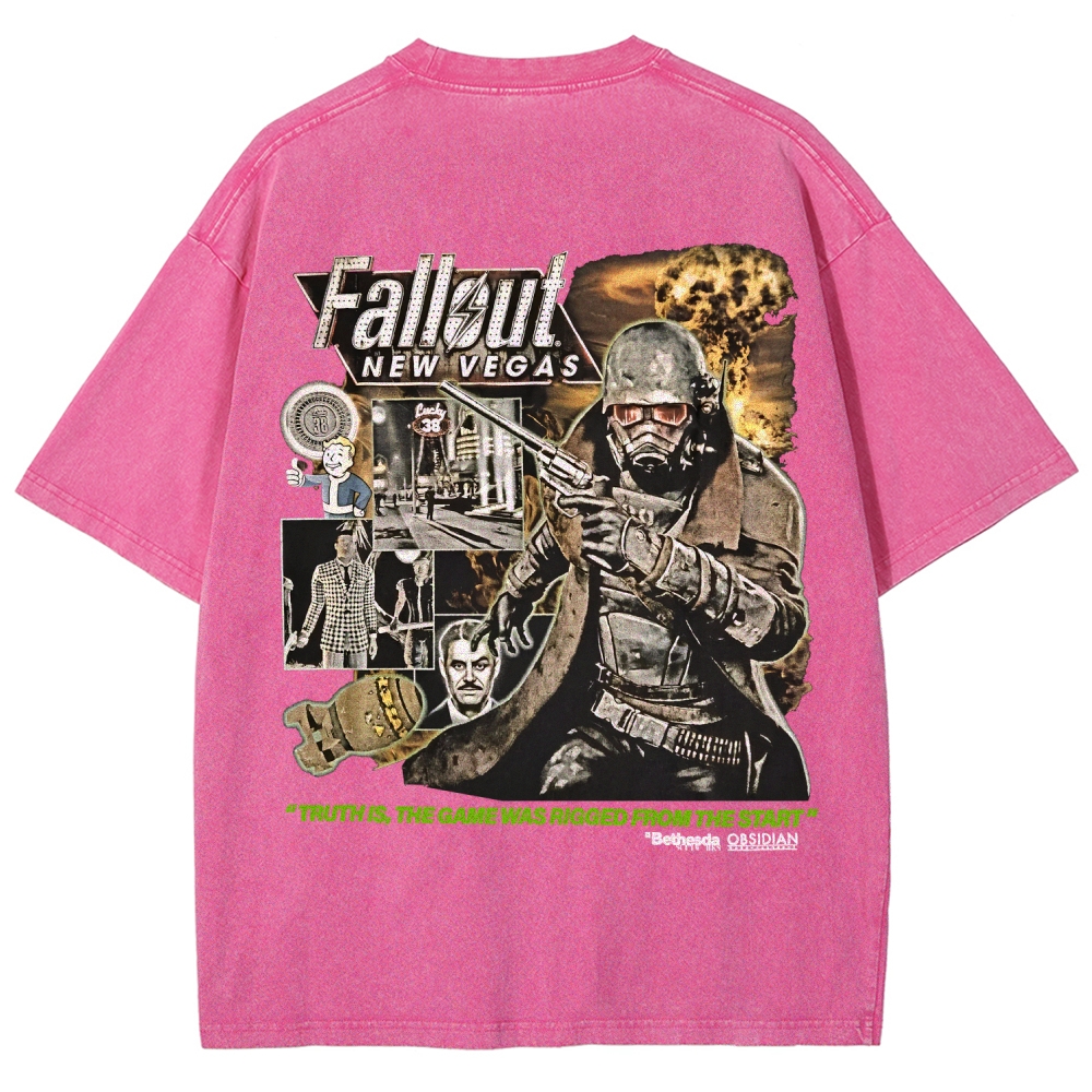 Fallout 3 New Vegas green Unisex Fit Washed T-Shirt 2509013274