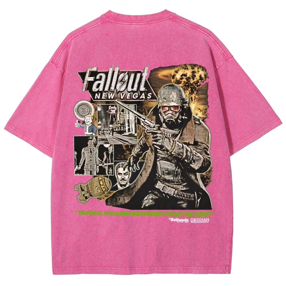 Fallout 3 New Vegas green Unisex Fit Washed T-Shirt 2509013274