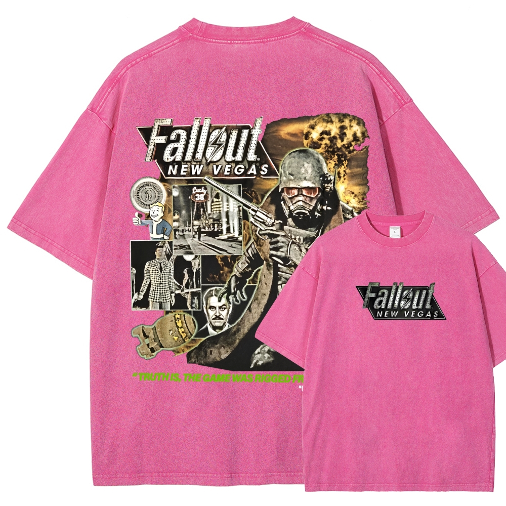Fallout 3 New Vegas green Unisex Fit Washed T-Shirt 2509013274