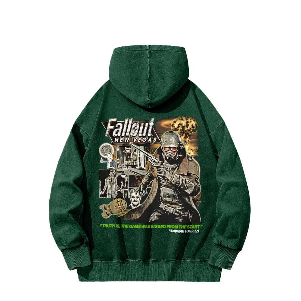 Fallout 3 New Vegas green Casual Washed Hoodie 2509013277