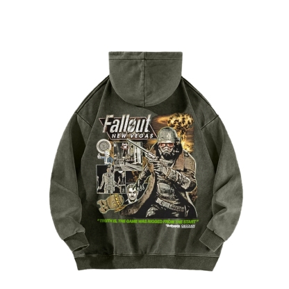 Fallout 3 New Vegas green Casual Washed Hoodie 2509013277