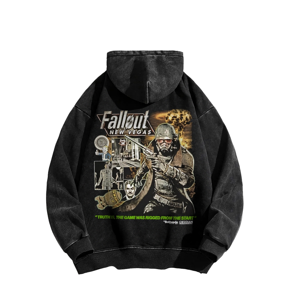 Fallout 3 New Vegas green Casual Washed Hoodie 2509013277
