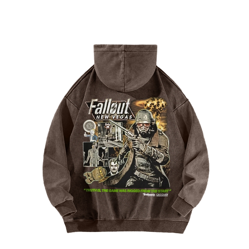 Fallout 3 New Vegas green Casual Washed Hoodie 2509013277