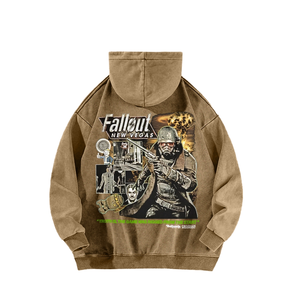 Fallout 3 New Vegas green Casual Washed Hoodie 2509013277