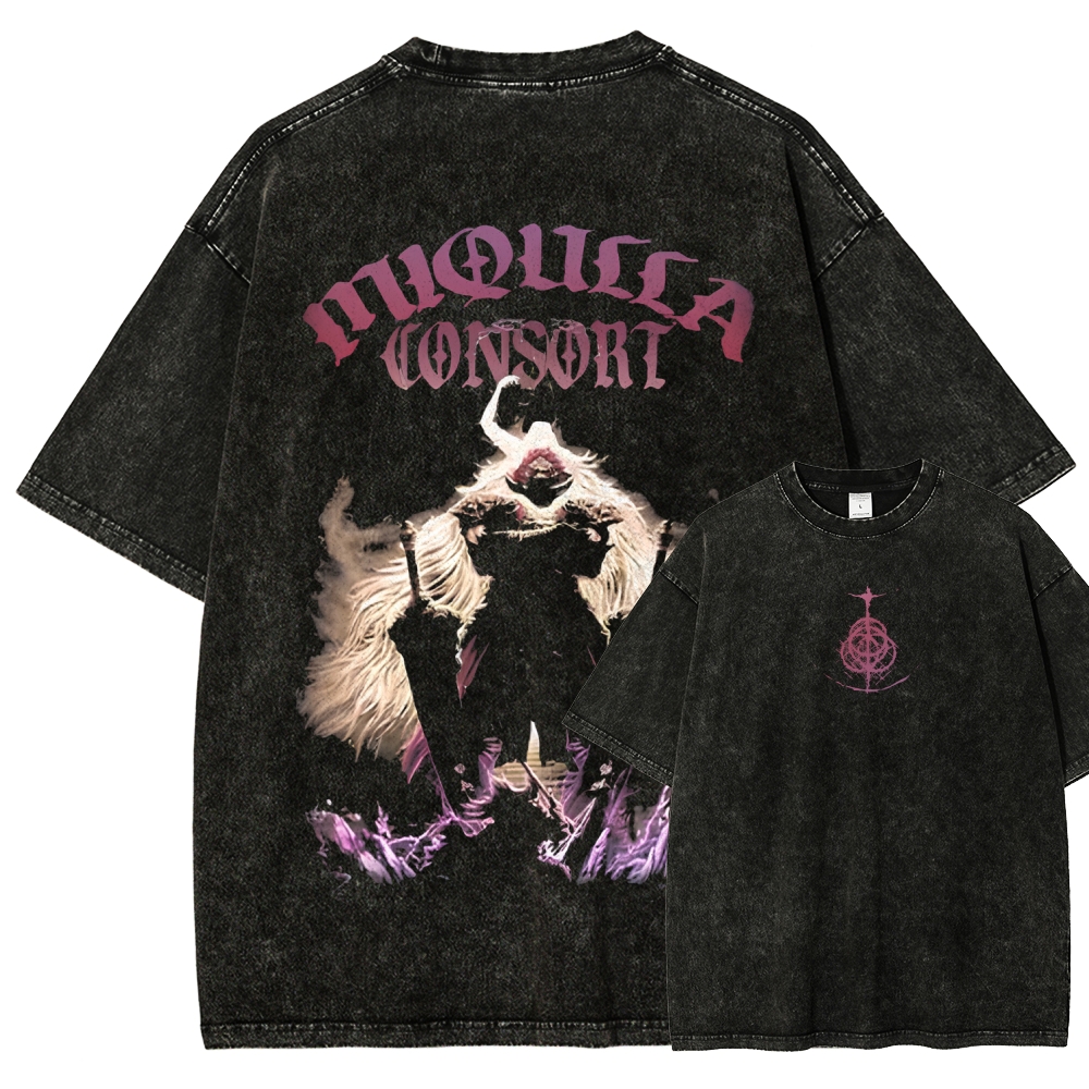 Elden Ring Retro Limited Vintage Radahn-Miquella Consort Game Oversized Washed T-Shirt