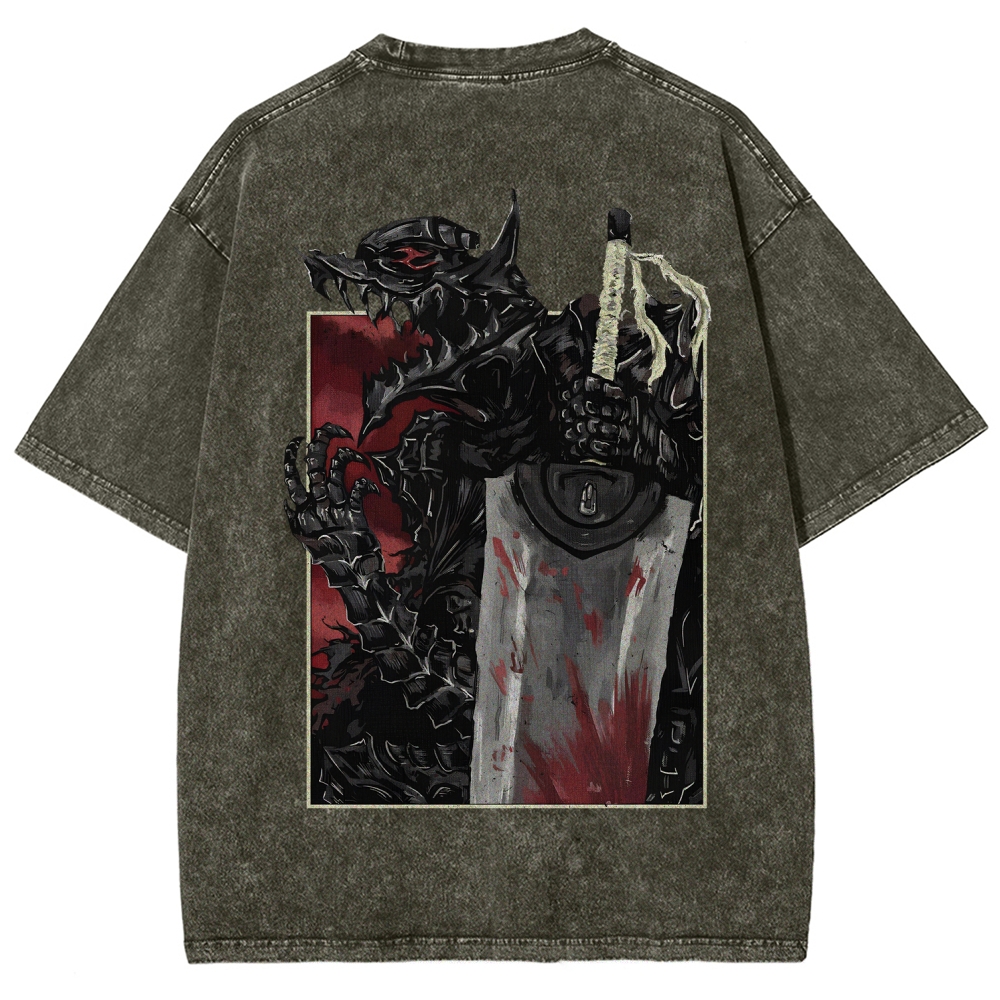 Berserk Beast of Darkness anime manga game dark gothic 2 sided Washed Tshirt