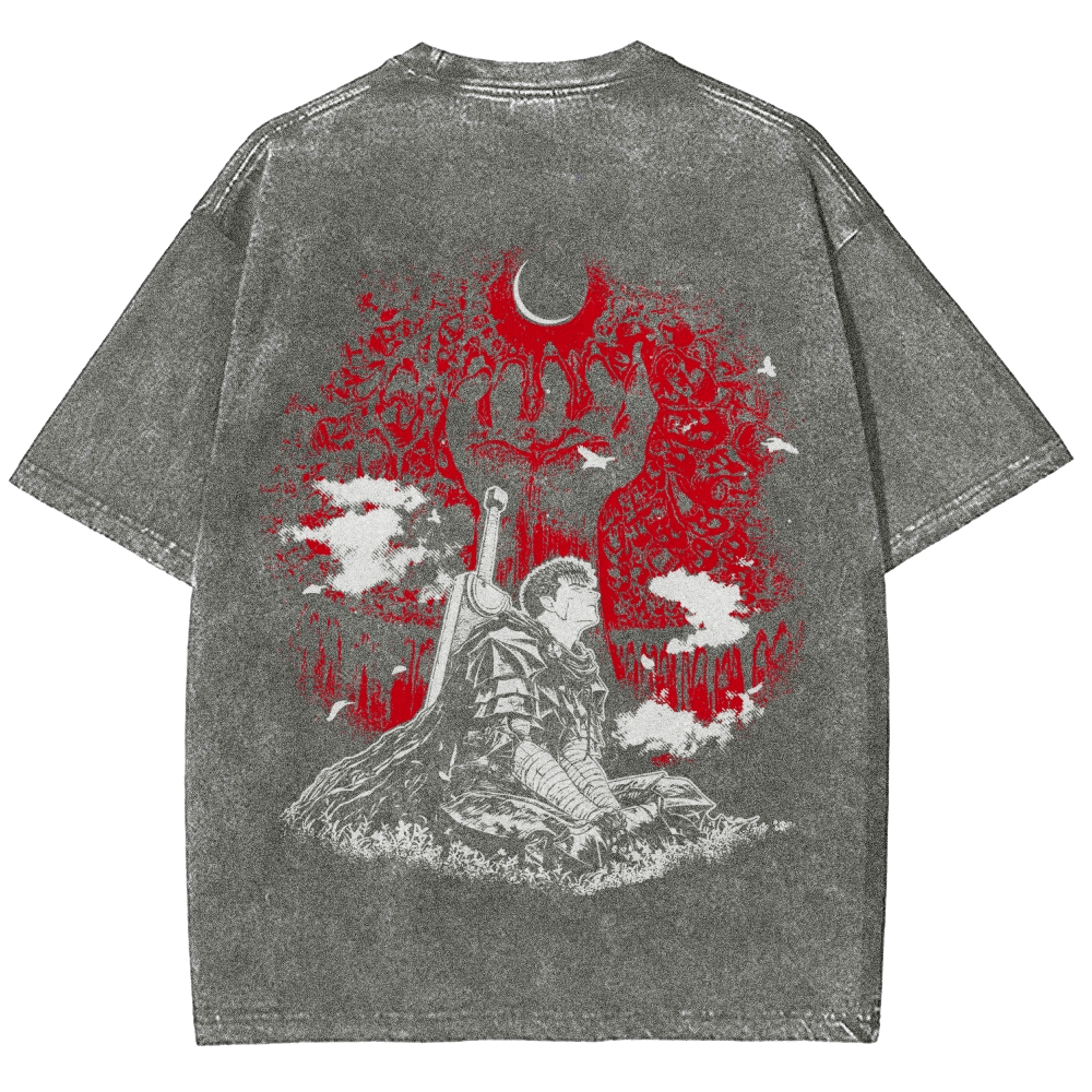 Berserk Guts Dark Knight Anime Tee – Vintage Washed Graphic T-Shirt
