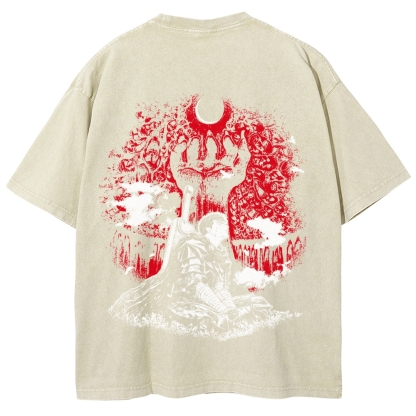Berserk Guts Dark Knight Anime Tee – Vintage Washed Graphic T-Shirt