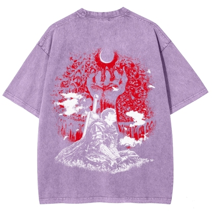 Berserk Guts Dark Knight Anime Tee – Vintage Washed Graphic T-Shirt