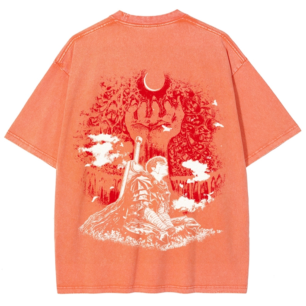 Berserk Guts Dark Knight Anime Tee – Vintage Washed Graphic T-Shirt