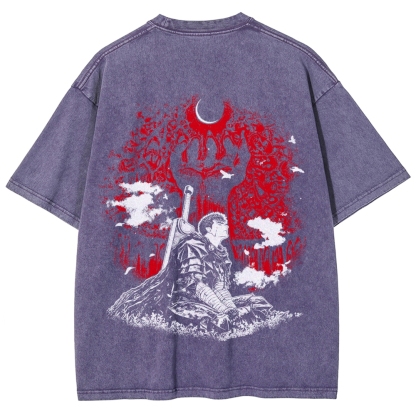 Berserk Guts Dark Knight Anime Tee – Vintage Washed Graphic T-Shirt