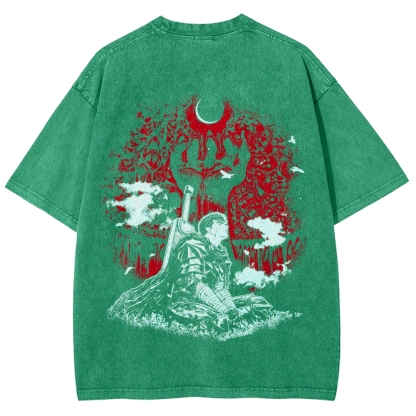 Berserk Guts Dark Knight Anime Tee – Vintage Washed Graphic T-Shirt