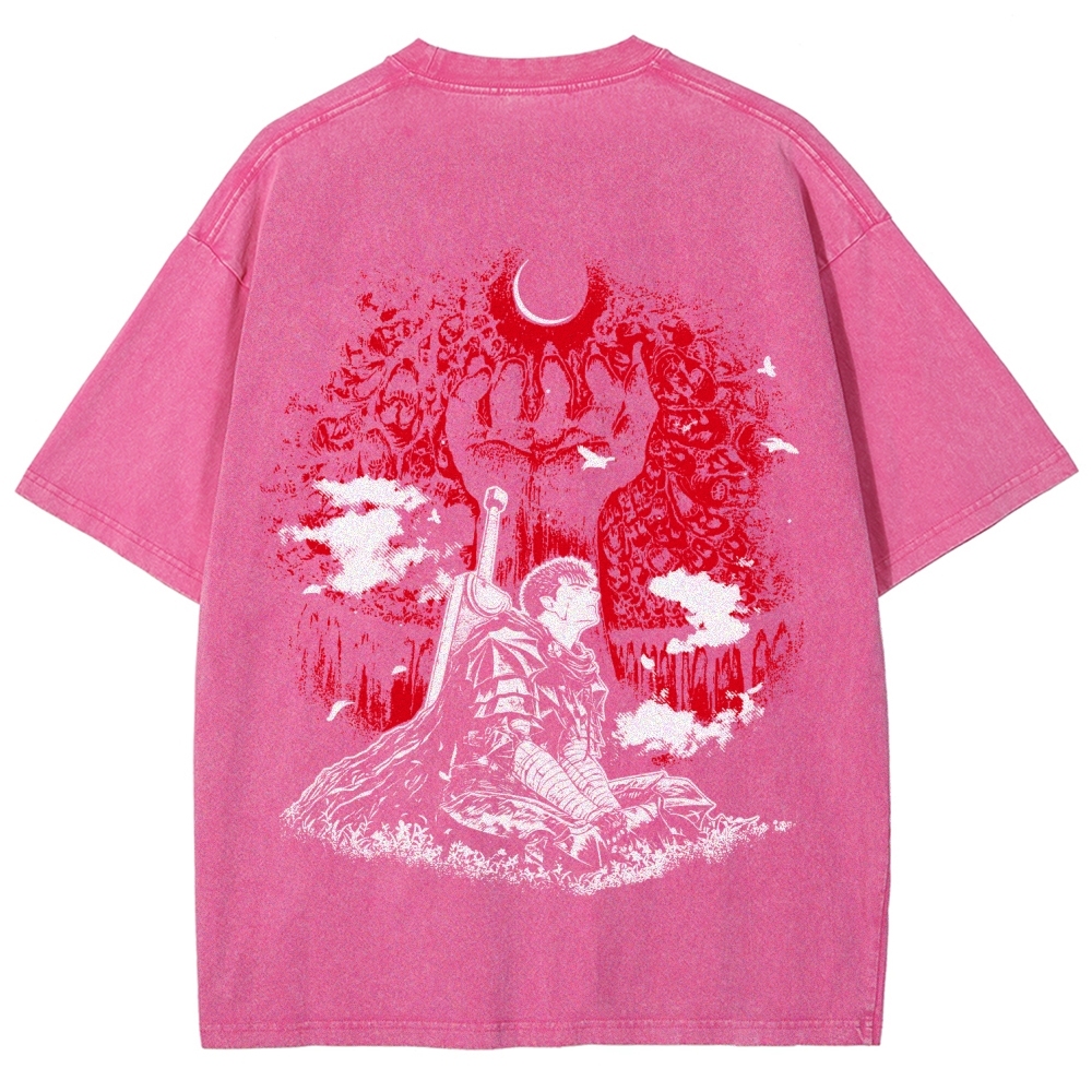 Berserk Guts Dark Knight Anime Tee – Vintage Washed Graphic T-Shirt