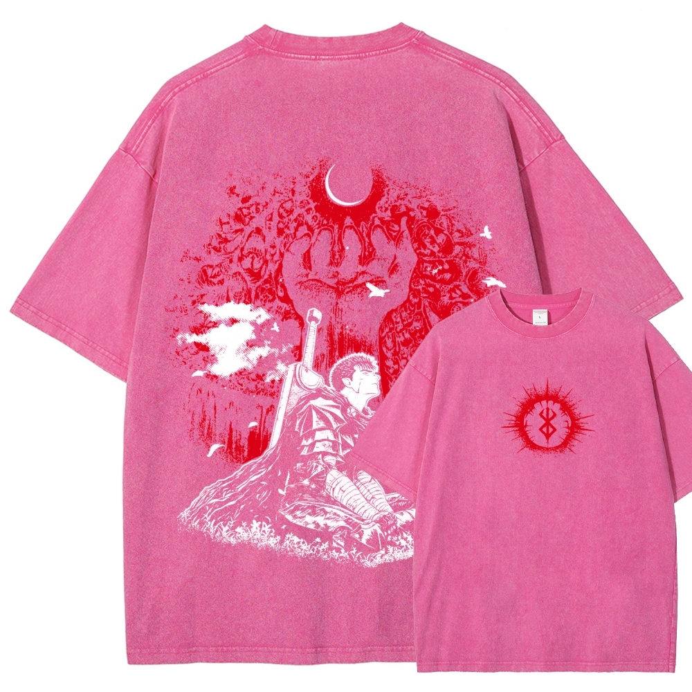 Berserk Guts Dark Knight Anime Tee – Vintage Washed Graphic T-Shirt