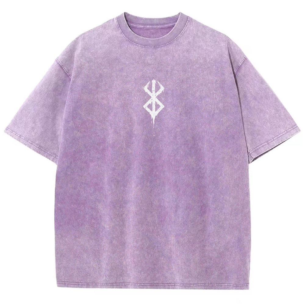 Berserk Guts Anime Acid Wash Oversize T-Shirt 2509021333